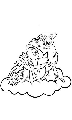 Kolorowanka Rainbow Dash na chmurze